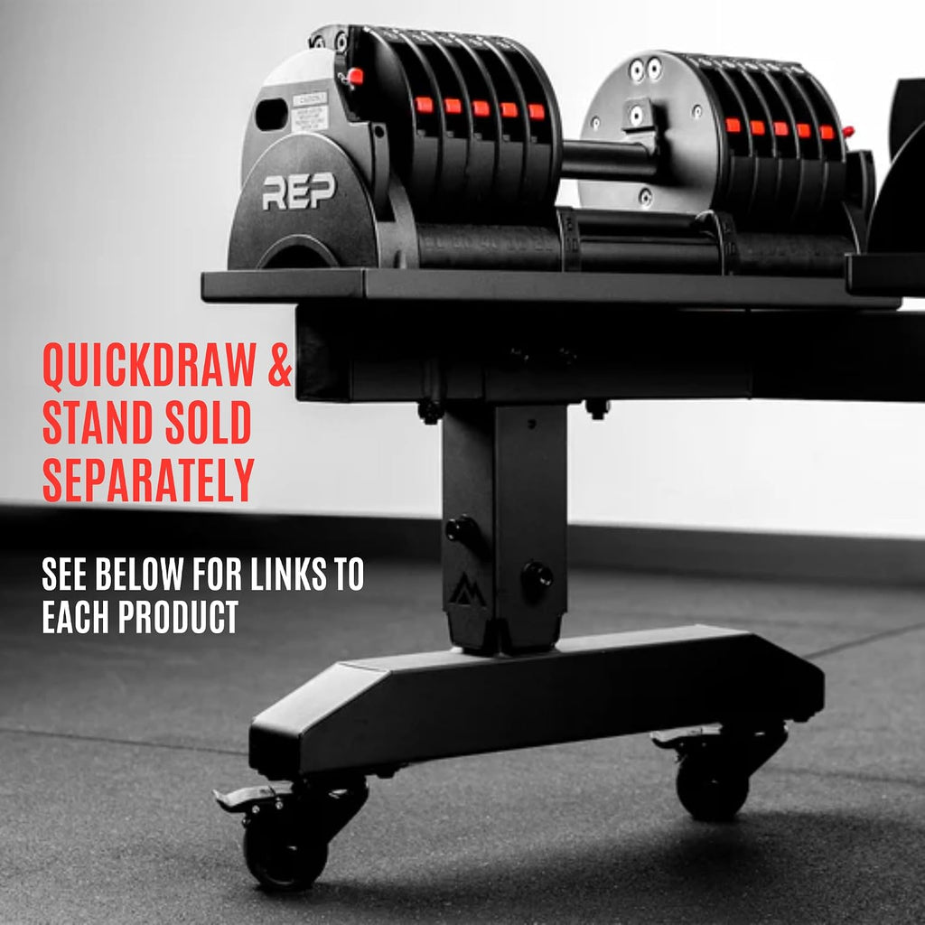 Rep Fitness Quickdraw Adjustable Dumbbells, Multiple weight ranges available including: 5-30, 5-40,5-50 and 5-60 lbs