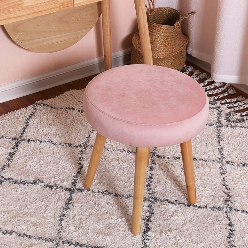 BTZHY Vanity Chair,Home Creative Makeup Stool with Solid Wood Frame Small Bench Velvet Upholstered Footstool Round Pouffes Chair Sitting