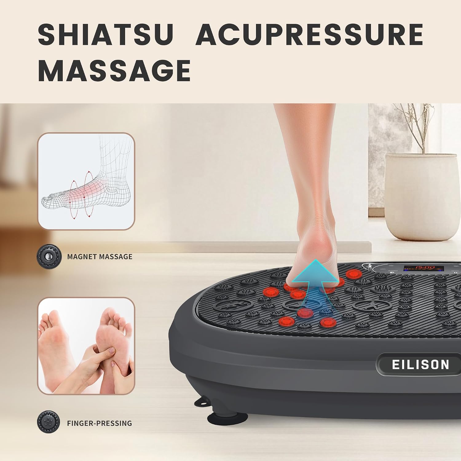 EILISON FitMaxx 3D XL Vibration Plate Exercise Machine - Whole Body Workout Vibration Platform w/Loop Bands - Lymphatic Drainage Machine for Weight Loss, Shaping, Recovery