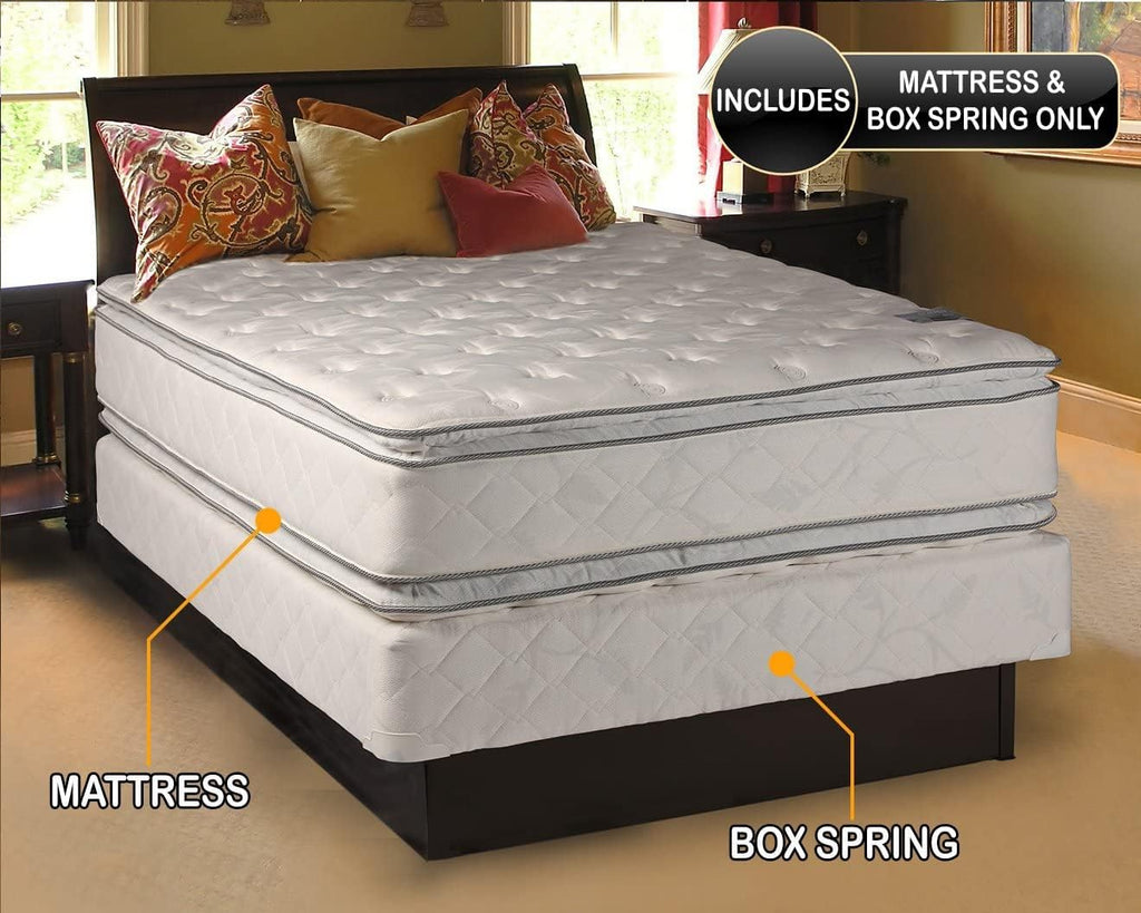 DS Solutions USA Brand 2-Sided Soft PillowTop King Size Mattress and Low 5' Height Box Spring Set with Metal Bed Frame - Sleep System with Enhanced Cushion Support, Spine Support, Longlasting Comfort