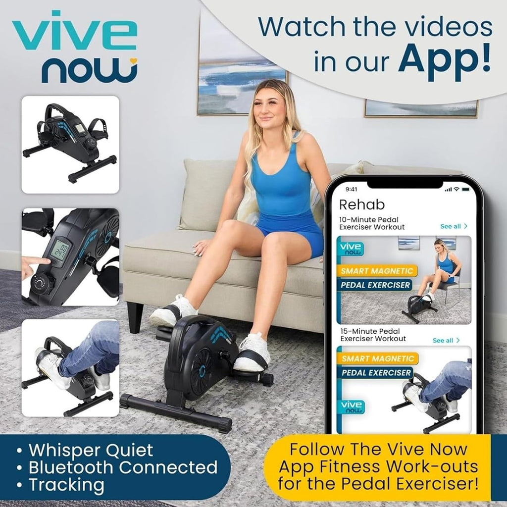 Vive Under Desk Bike Pedal Exerciser - Stationary Exercise Leg Peddler - Low Impact, Portable Mini Cycle Bike for Under Your Office Desk - For Arm or Foot - Small, Sit-Down Recumbent Equipment Machine
