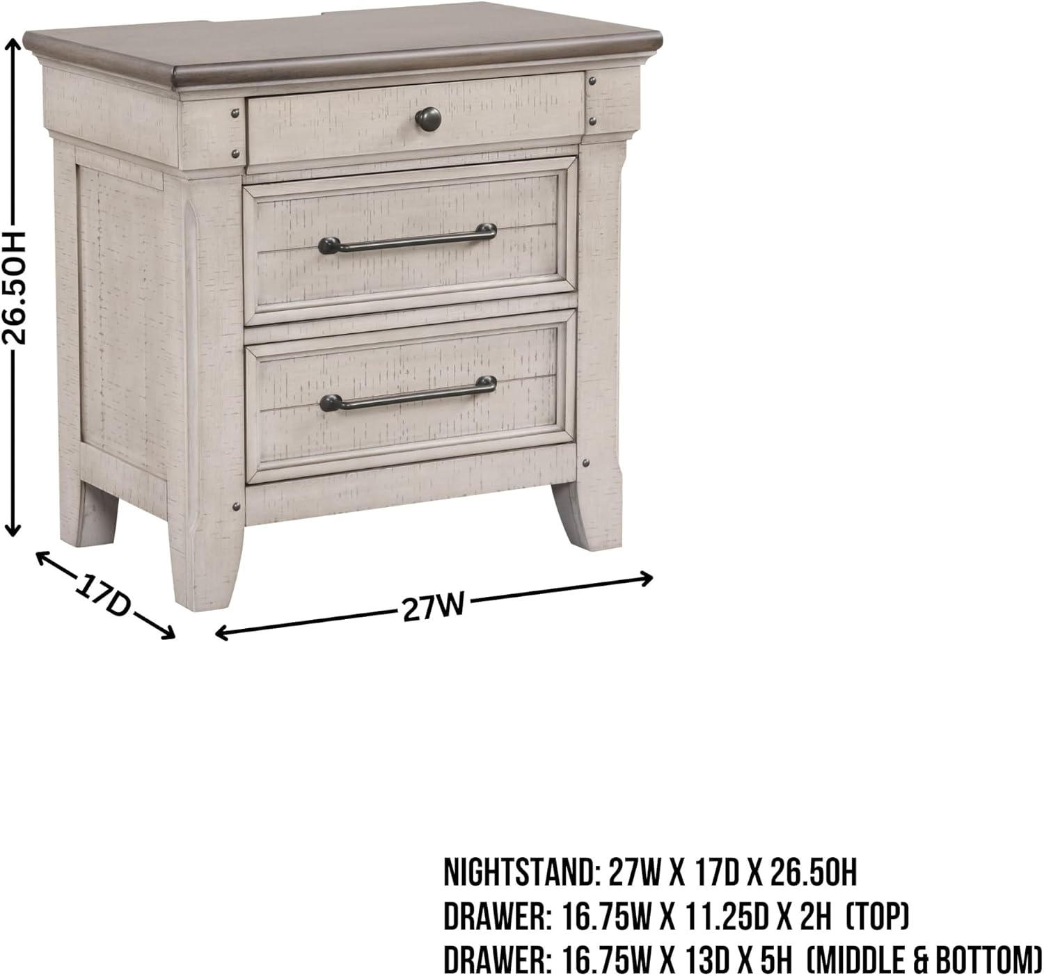 Roundhill Furniture Walcott 4-Piece Bedroom Set with Touch LED Lighting, Weathered Dusty-Taupe Finish, King