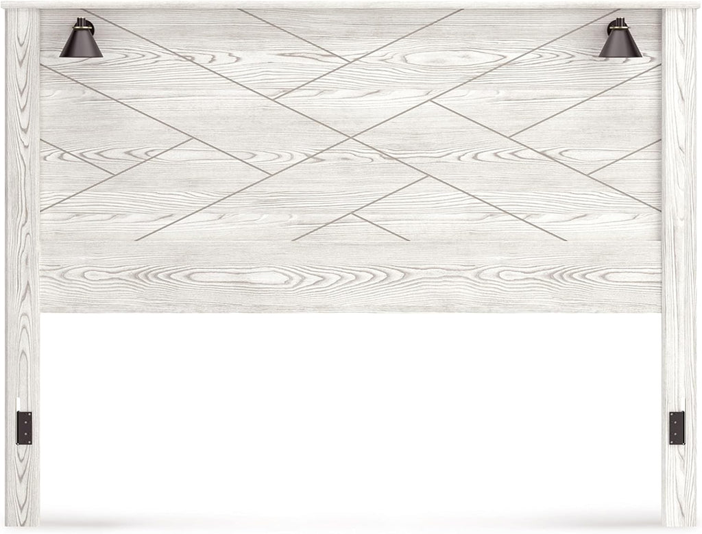 Signature Design by Ashley Gerridan Coastal Panel Headboard with Decorative Sconce Lights ONLY, King, White