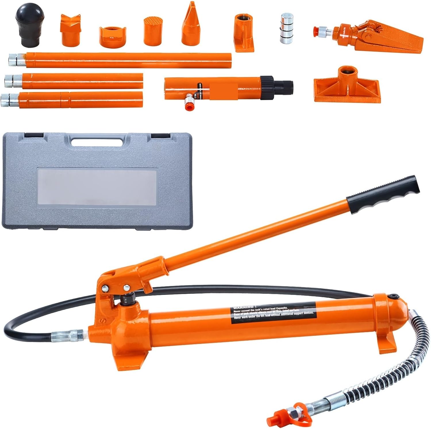 10T Porta Power Kit Portable Hydraulic Jack With Oil Hose Auto Body Fe Repair Kit With Storage Case For Car Repair