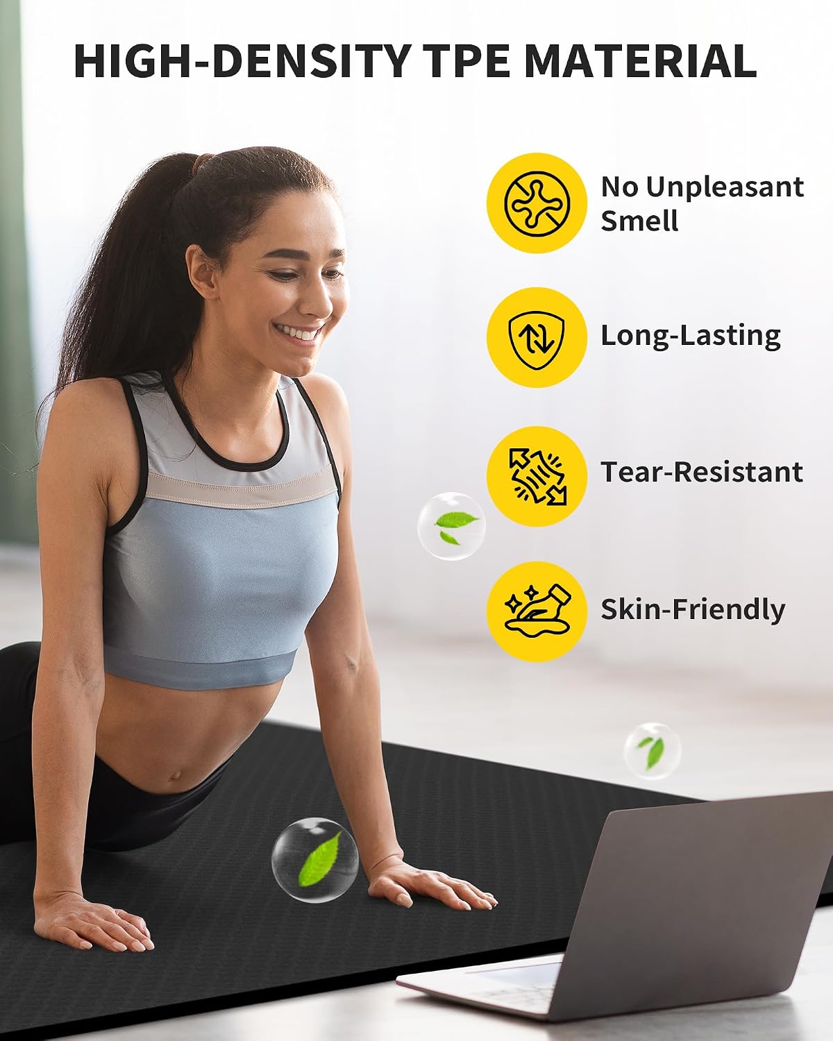 CAMBIVO Yoga Mat 72' x 48' Large Workout Mat for Home Gym Flooring | 6mm-12mm (0.24'-0.48') Extra Thick Exercise Mat for Apartment Fitness | High-Density TPE Cushioning for Joint Protection