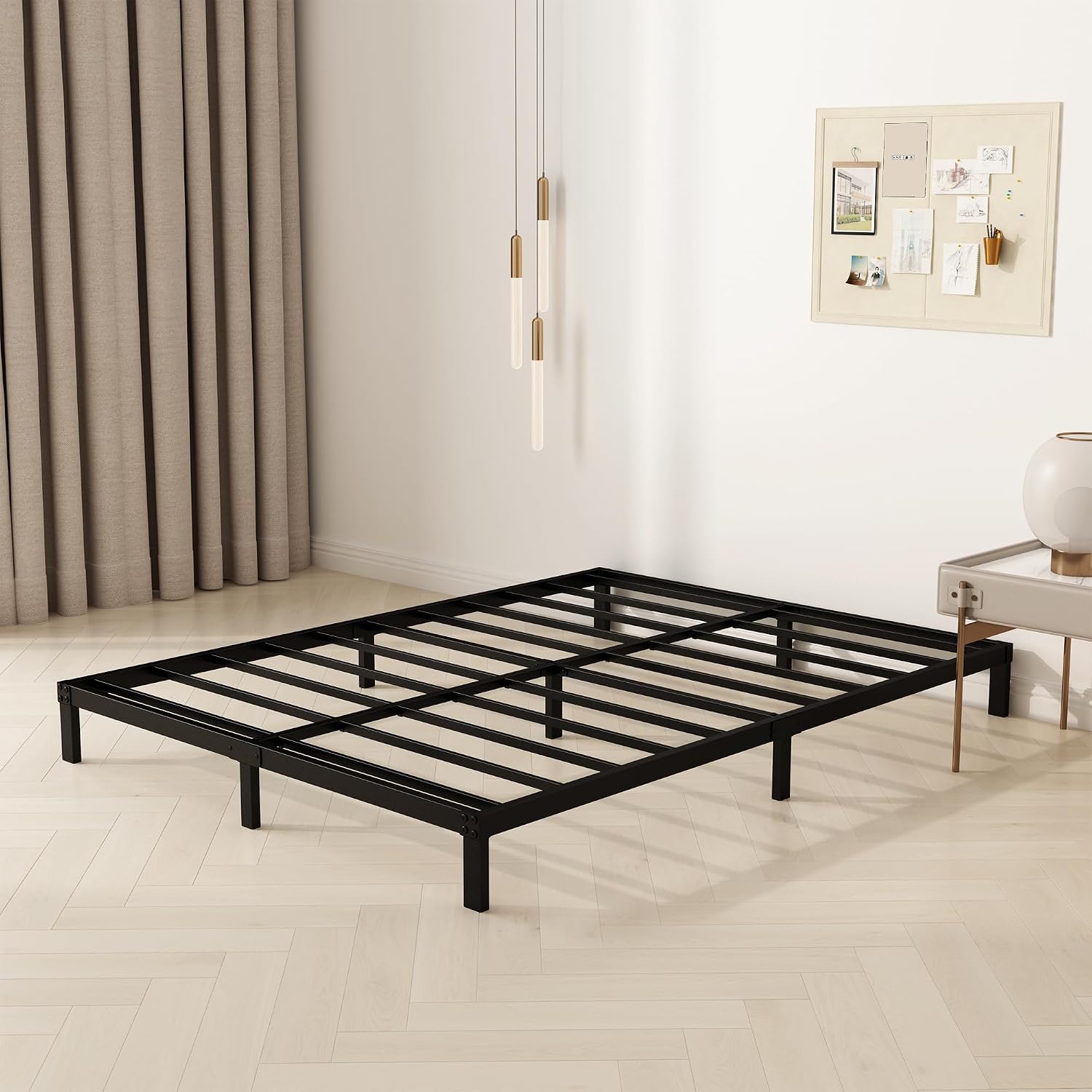 YUSENHEEI 8 Inch King Size Bed Frame, Heavy Duty Metal Platform Bed Frame No Box Spring Needed, Noise Free, Easy Assembly, Black