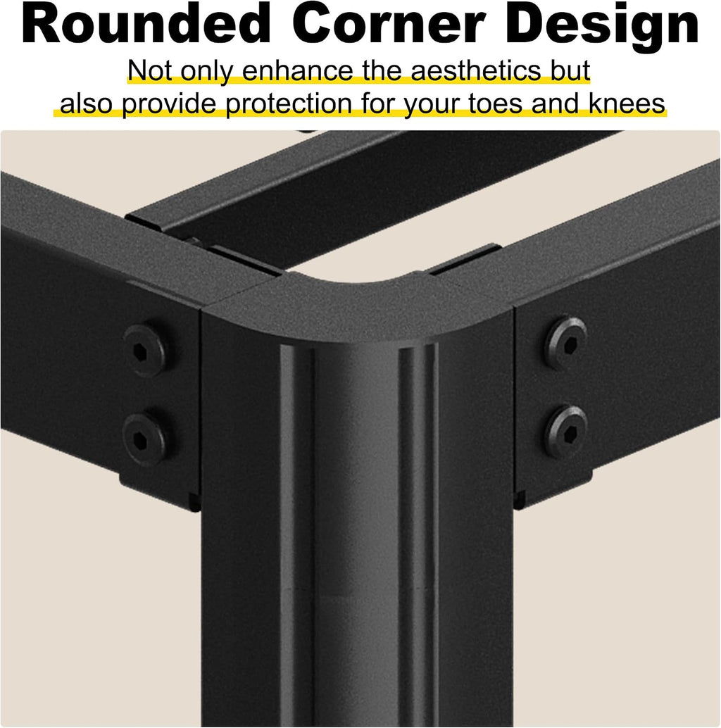 Yicensen 9 Inch California King Bed Frames with Rounded Corner Legs, Heavy Duty Cal King Metal Platform Bed Frame No Box Spring Needed, Easy Assembly, Noise Free, Black