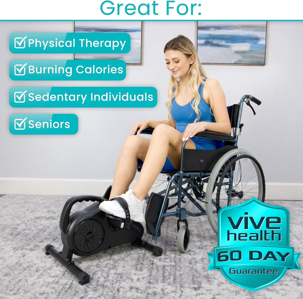 Vive Under Desk Bike Pedal Exerciser - Stationary Exercise Leg Peddler - Low Impact, Portable Mini Cycle Bike for Under Your Office Desk - For Arm or Foot - Small, Sit-Down Recumbent Equipment Machine