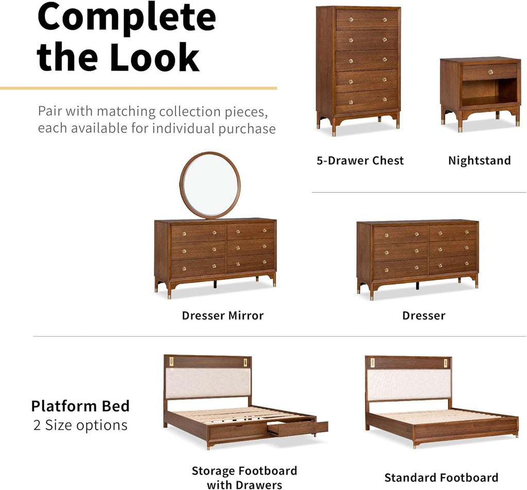 Furniture of America Forma Modern Solid Wood 3-Piece Bedroom Set with Storage Bed with LED Lights, Ball-Bearing Glide on Nightstand and Chest, No Box Spring Needed, King, Walnut