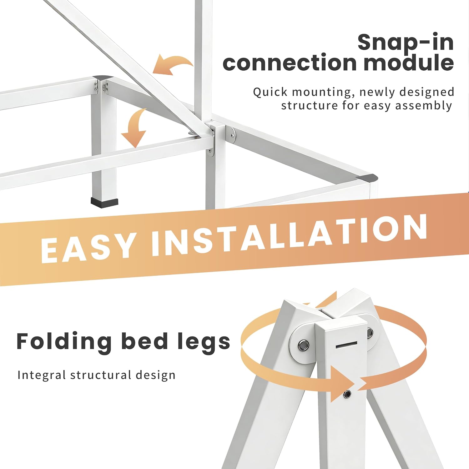 VIPSHOW 18 Inch White King Heavy Duty 3500 lbs Bed Frame with Round-Corner Legs & Anti-Squeak Design – Quick Assembly Metal Platform, No Box Spring Needed