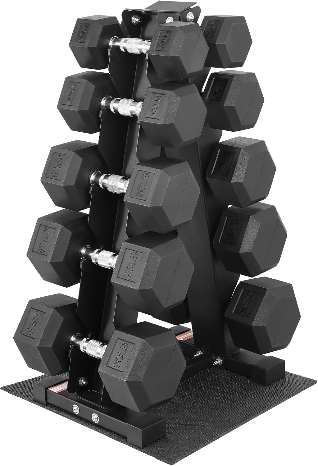 Fitvids Rubber Coated Hex Dumbbell Set with Storage Rack, 100/150/200/550 LB Hand Weight Set with Anti-Slip Grip for Home Gym
