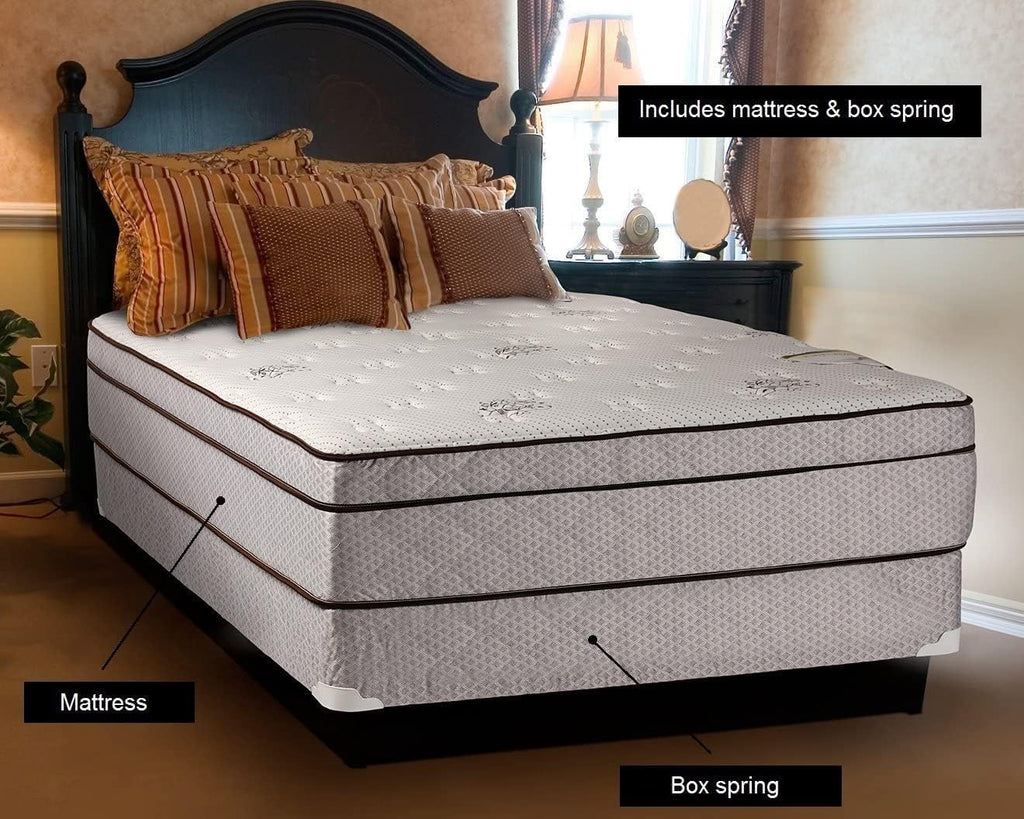 DS Solutions USA Fifth Ave Plush Foam Encased (King Size) Eurotop PillowTop Mattress and Box Spring Set with Metal Bed Frame - Premium Edge Guards, Orthopedic Type, Long Lasting Comfort