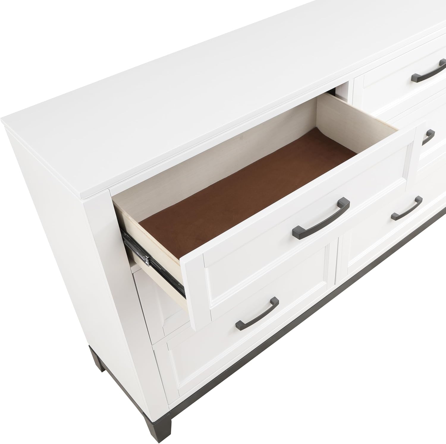 Transitional Bedroom King Size 4-Pieces Set Platform Bed Footboard Drawers White Finish Furniture