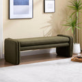 ROCITY Green Boucle Bench 50' Sherpa End of Bed Bench Modern Upholstered Bench for Bedroom Entryway Living Room Vanity Makeup Room, Teddy Fabric Bench with Seating