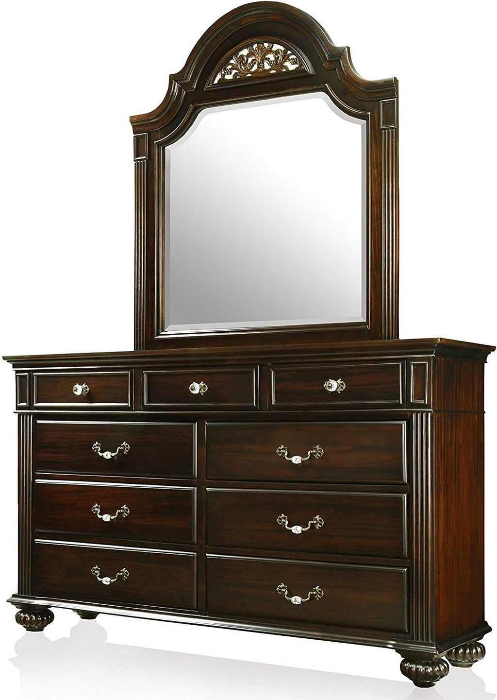 Syracuse Transitional Style Dark Walnut Finish Queen Size 6-Piece Bedroom Set