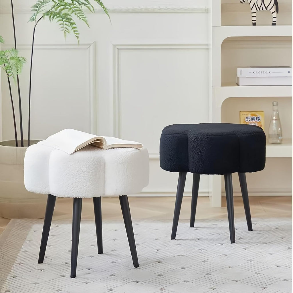 Vanity Stool, Padded Makeup Stool, Features Solid Metal Legs, Ideal for Dressing Corners, Modern Footstool, Easy Assembly(Style 3)