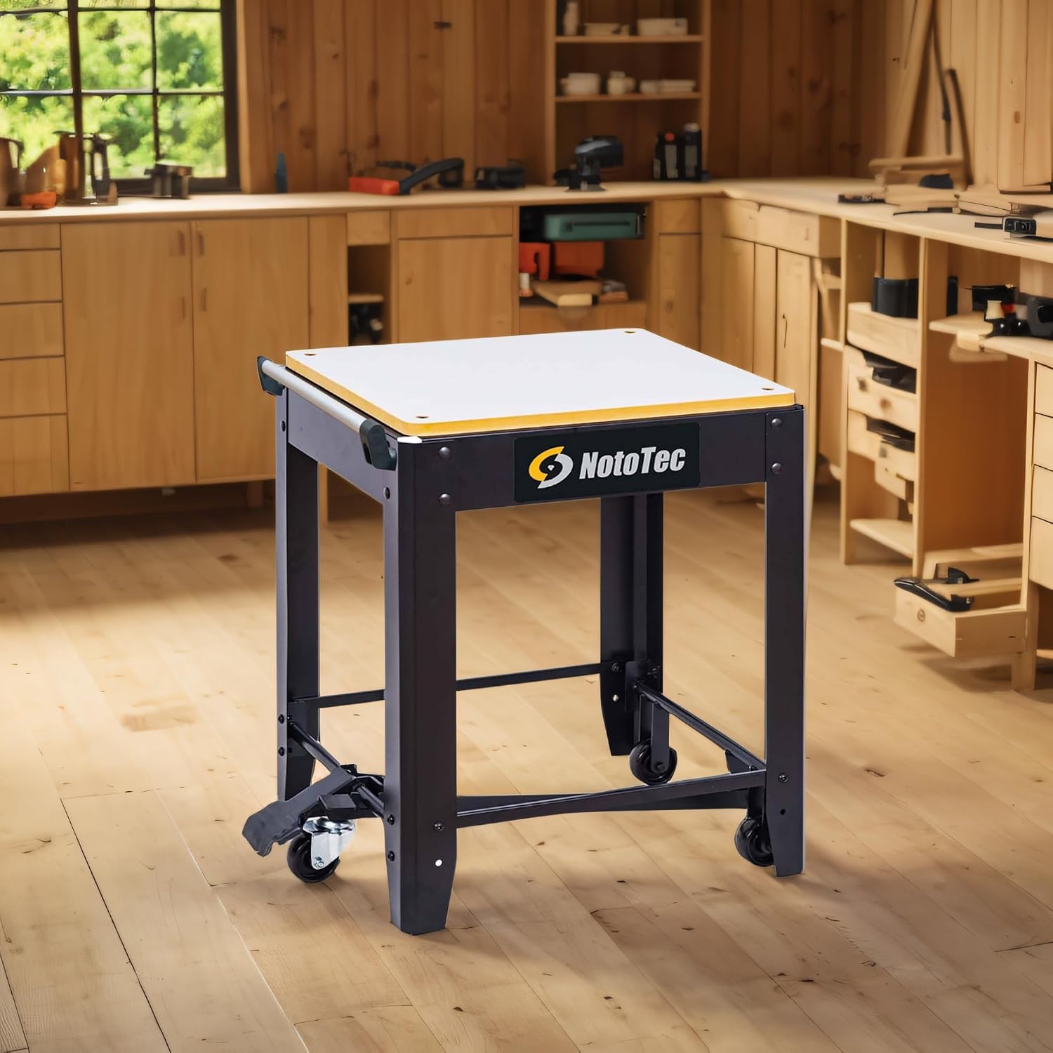 Rolling Planer Stand / Planer Cart with Pedal-Activated Wheels & Locking Base, Heavy-Duty Steel Work Stand, 380 lb Capacity, Mobile Stand for Benchtop Planers, Jointers, Bandsaws & Drill Press | 29206U01
