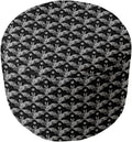 Stylish 20'' Wide Round Geometric Printed Cube Ottoman Create A Bold Statement in The Livingroom | UV, Scratch & Fade Resistant Vanity Stool Super Soft Extra Plush Comfy Bench White Black Color