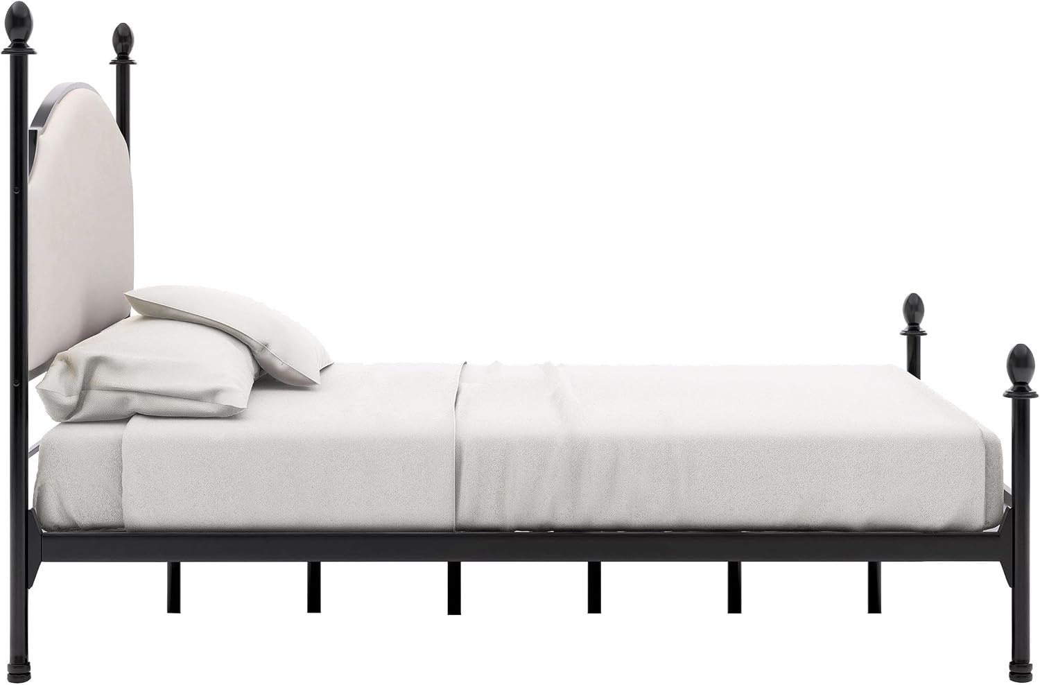 Furniture of America Freila Metal King Poster Panel Bed in Silver Gun Metal