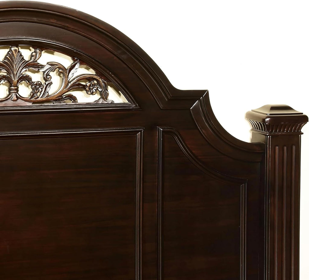 Furniture of America Malierd Transitional Fluted Poster King-Size Panel Bed, Box Spring Required for Bedroom, Guest Room Bed, Dark Walnut Brown