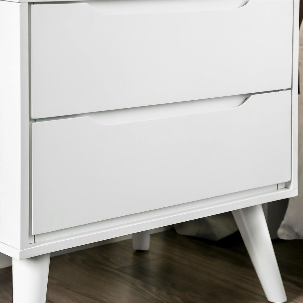 HOMES: Inside + Out Debonaze Mid-Century Modern E. King 3-Piece Bedroom Set, Eastern, White