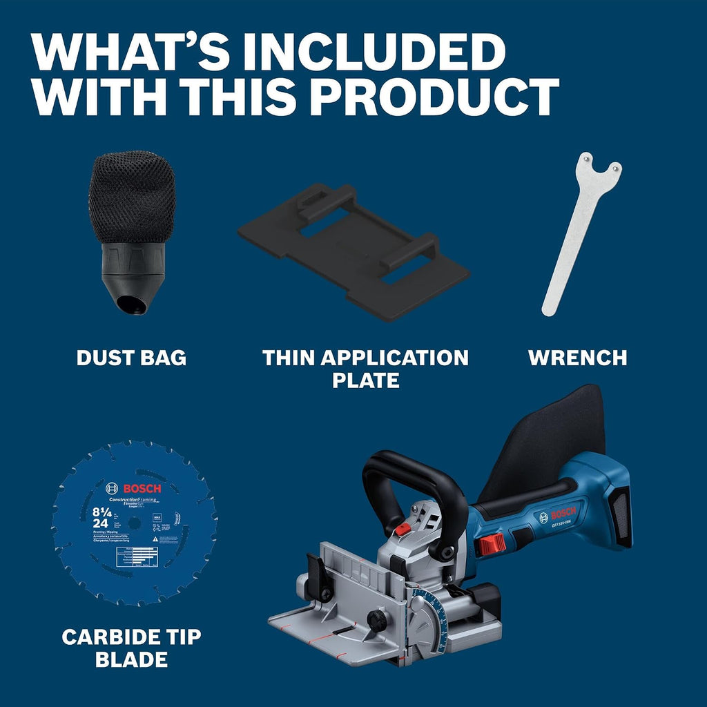 BOSCH GFF18V-086N 18V Brushless Biscuit Joiner - Cordless Woodworking Tool for Accurate Joints, Adjustable Cutting Depth, Dust Extraction Port, Ergonomic Design for Cabinetry & Furniture Making