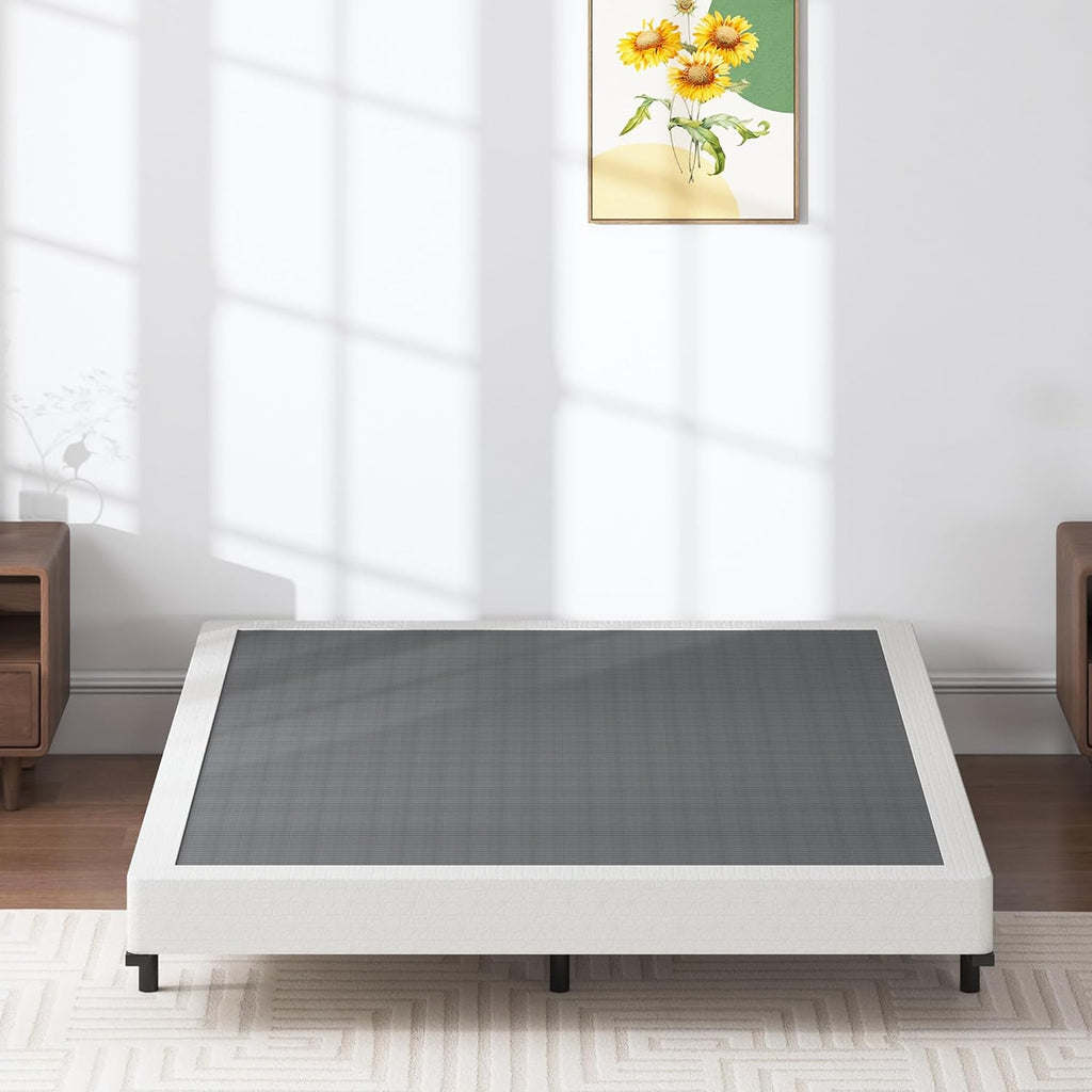 SHLAND Box Spring King - 3 Inch Heavy Duty Low Profile Metal King Box Springs for Bed, Mattress Foundation, Easy Assembly,Easy Clean Cover