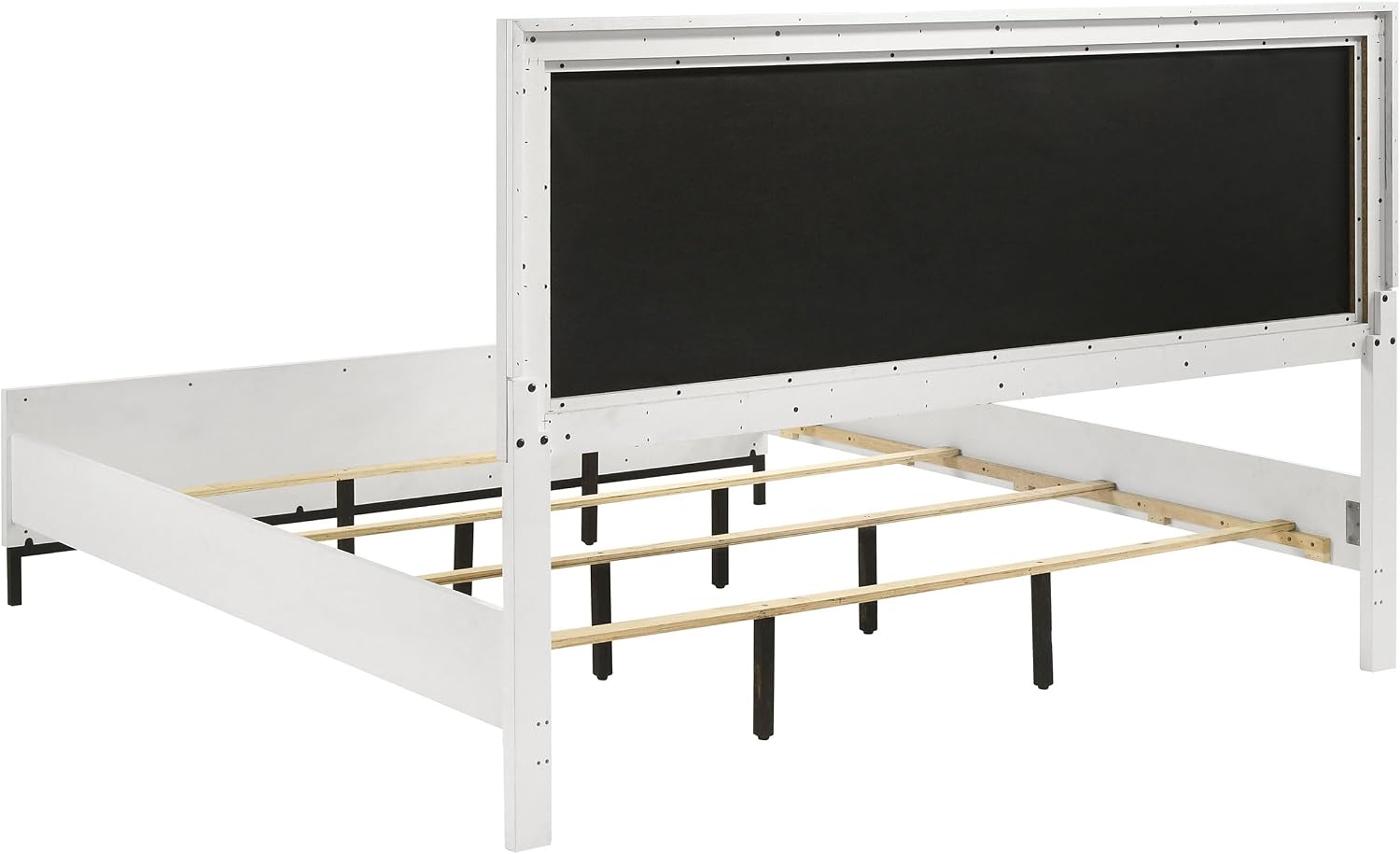 Coaster Home Furnishings Sonora Contemporary 4-Piece Bedroom Set Leatherette Upholstered California King Size Panel Bed Frame 54-inch Headboard White 224861KW-S4