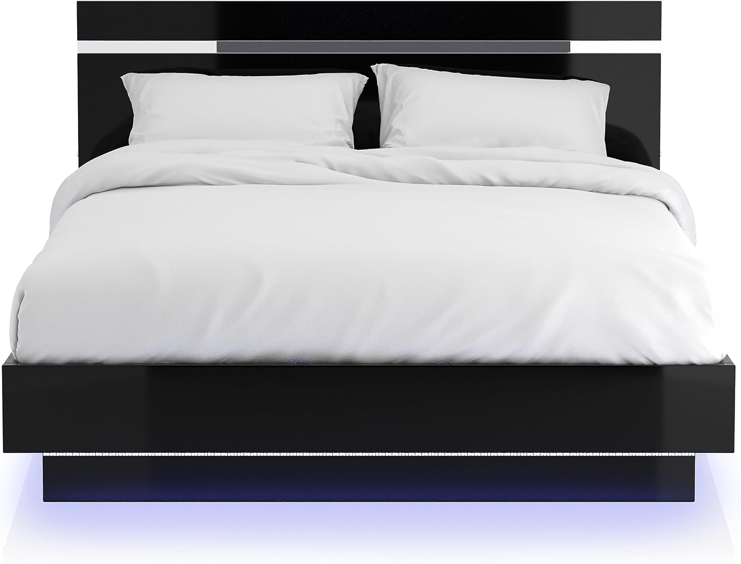 Furniture of America Alexandria Glam Wood 6-Piece Bedroom Set with Embedded LED Light, USB Charger, Felt-Lined Top Drawers, No Box Spring Required for Bedroom, Guest Room Bed, King, Black, Chrome