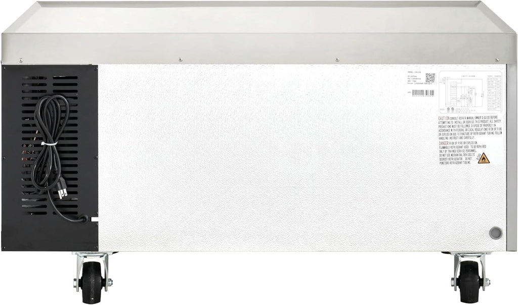 Kratos Commercial Refrigerator, 48' Wide Two Drawer Chef's Base, Refrigerated Mobile Equipment Stand for Restaurants, Stainless Steel, 115V, 9.6 Cubic Ft. Capacity (67K-315)