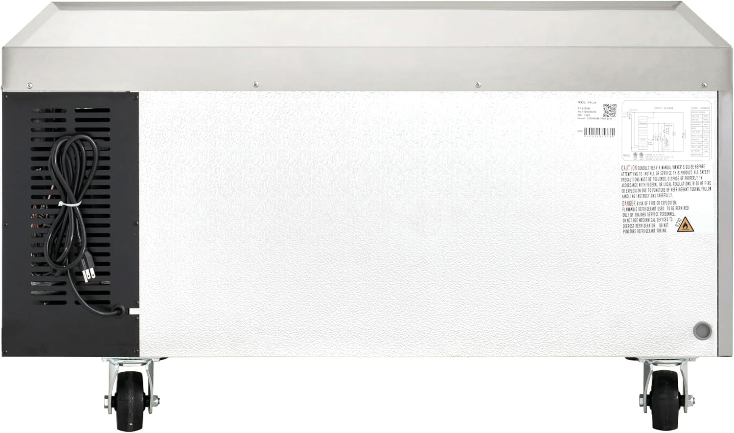 Kratos Commercial Refrigerator, 48' Wide Two Drawer Chef's Base, Refrigerated Mobile Equipment Stand for Restaurants, Stainless Steel, 115V, 9.6 Cubic Ft. Capacity (67K-315)