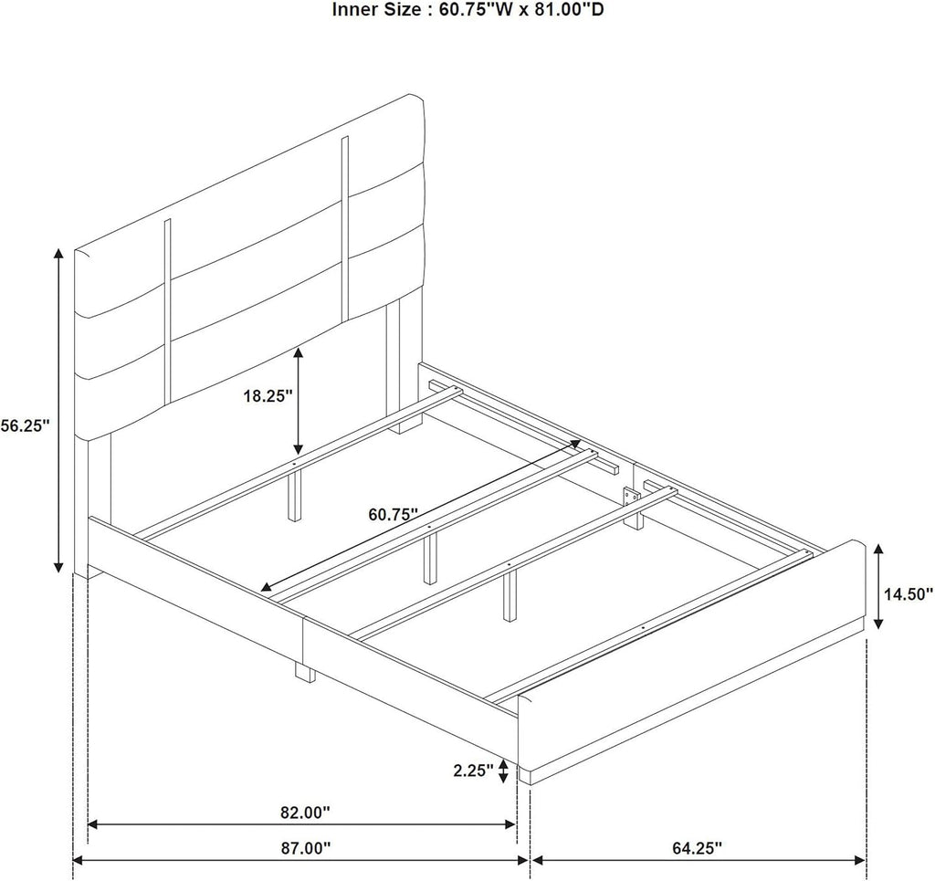 Coaster Home Furnishings - INES - Wood - 4-Piece Bedroom Set with Upholstered Bed and Flat Drawer Fronts - Bedroom - Queen Size - White High Gloss and Grey - 223091GRYQ-S4