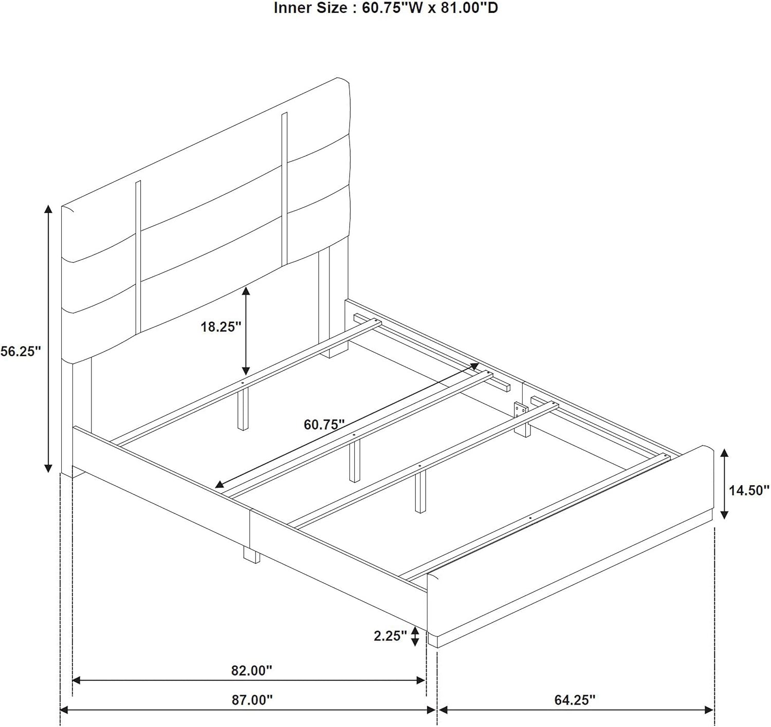 Coaster Home Furnishings - INES - Wood - 4-Piece Bedroom Set with Upholstered Bed and Flat Drawer Fronts - Bedroom - Queen Size - White High Gloss and Grey - 223091GRYQ-S4