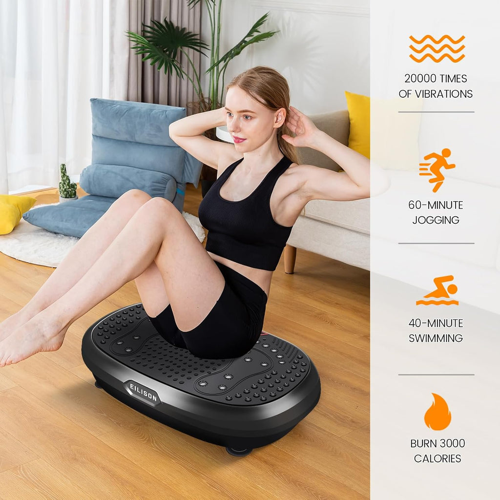 EILISON FitMaxx 3D XL Vibration Plate Exercise Machine - Whole Body Workout Vibration Platform w/Loop Bands - Lymphatic Drainage Machine for Weight Loss, Shaping, Recovery