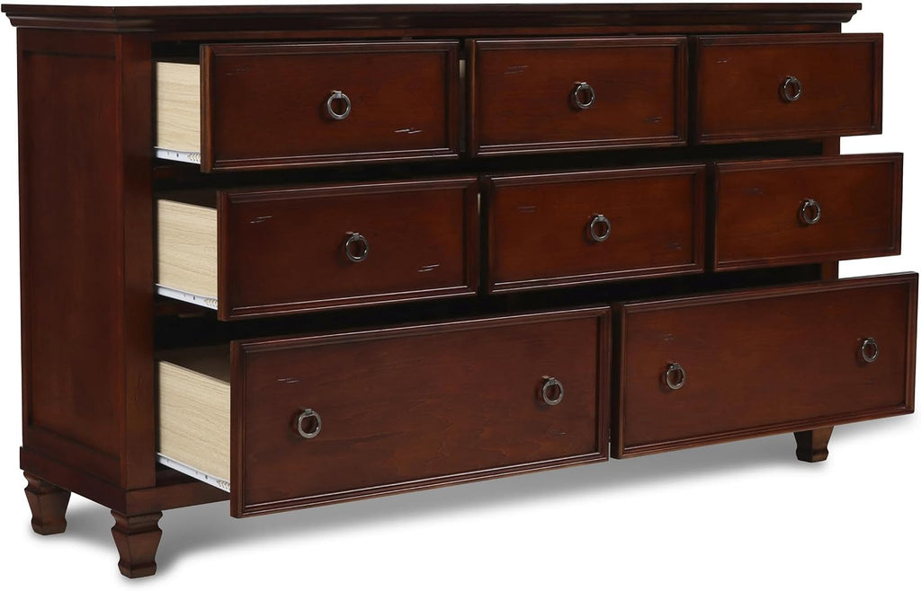 New Classic Tamarack 4-PC Wood King Bedroom Set with Nightstand in Brown Cherry