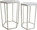 Rutledge & King Hexagon End Table Set - End Tables with Mirrored Tops - Nesting Geometric Accent Tables - Marble Metal Side Tables Hexagon End Table Set (Gold)