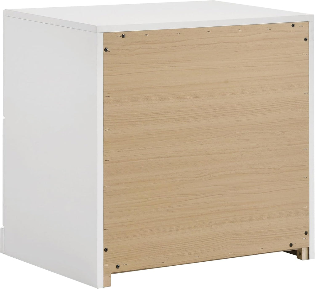 Coaster Home Furnishings - INES - Wood - 5-Piece Bedroom Set with Upholstered Bed and Flat Drawer Fronts - Bedroom - Queen Size - White High Gloss and Grey - 223091GRYQ-S5