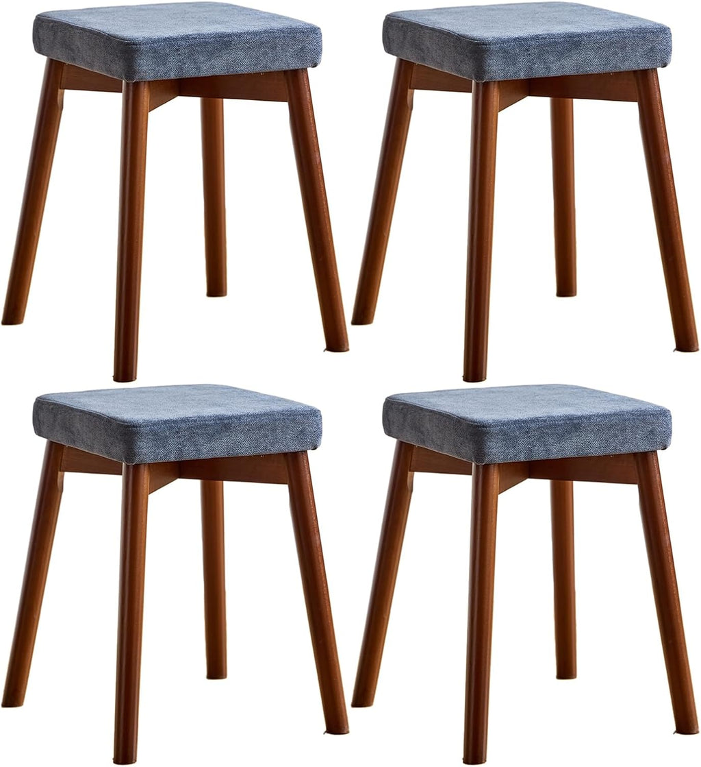 Upholstered Vanity Bench Set - Solid Wood Stool with Soft Cushion Seat for Living Room, Dining Room, Entryway, Bedroom, Home Decor