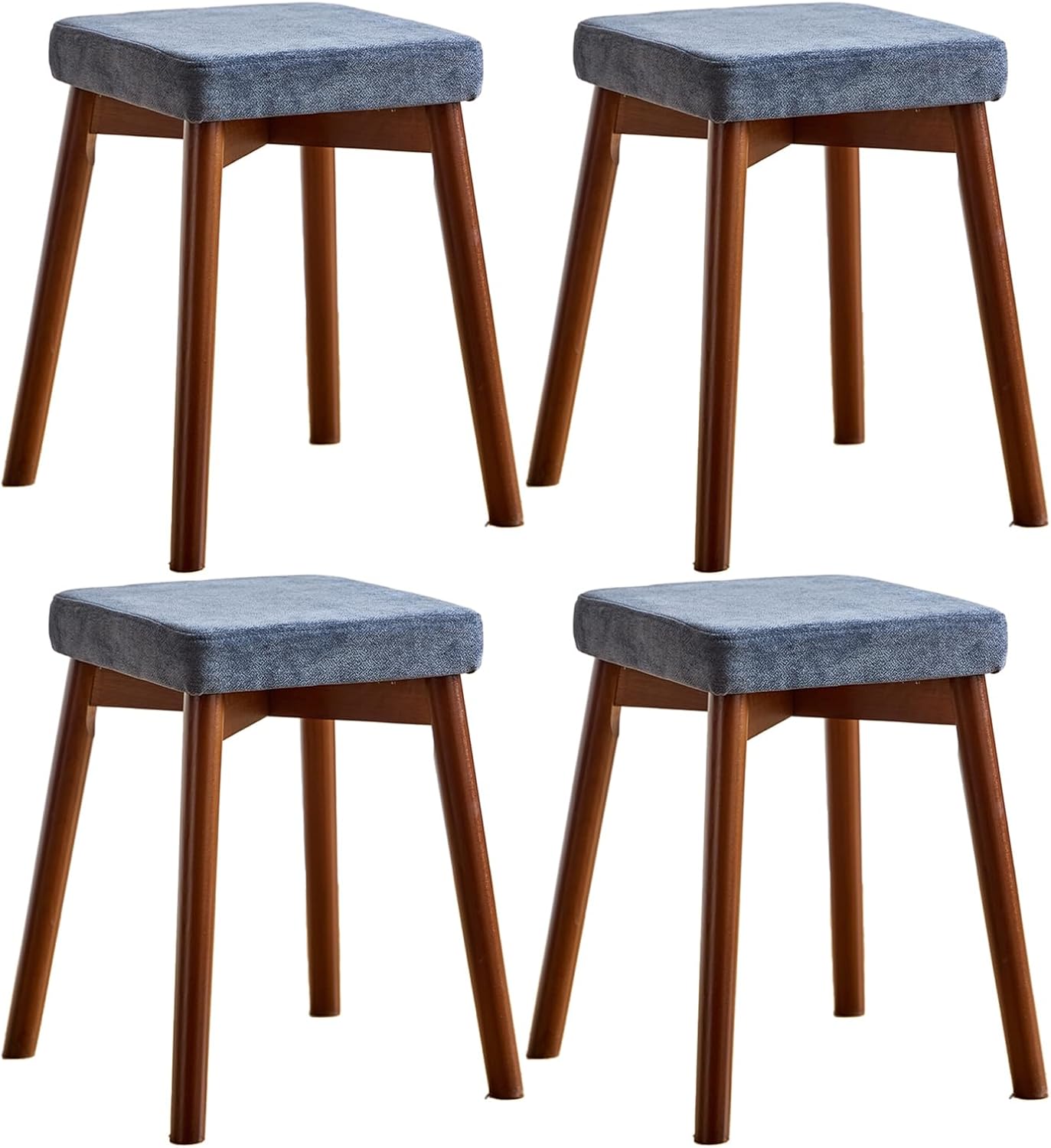Upholstered Vanity Bench Set - Solid Wood Stool with Soft Cushion Seat for Living Room, Dining Room, Entryway, Bedroom, Home Decor