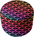 Stylish 20'' Wide Round Geometric Printed Cube Ottoman Create A Bold Statement in The Livingroom | UV, Scratch & Fade Resistant Vanity Stool Super Soft Extra Plush Comfy Bench Black Red Pink Color