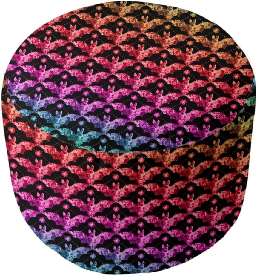Stylish 20'' Wide Round Geometric Printed Cube Ottoman Create A Bold Statement in The Livingroom | UV, Scratch & Fade Resistant Vanity Stool Super Soft Extra Plush Comfy Bench Black Red Pink Color