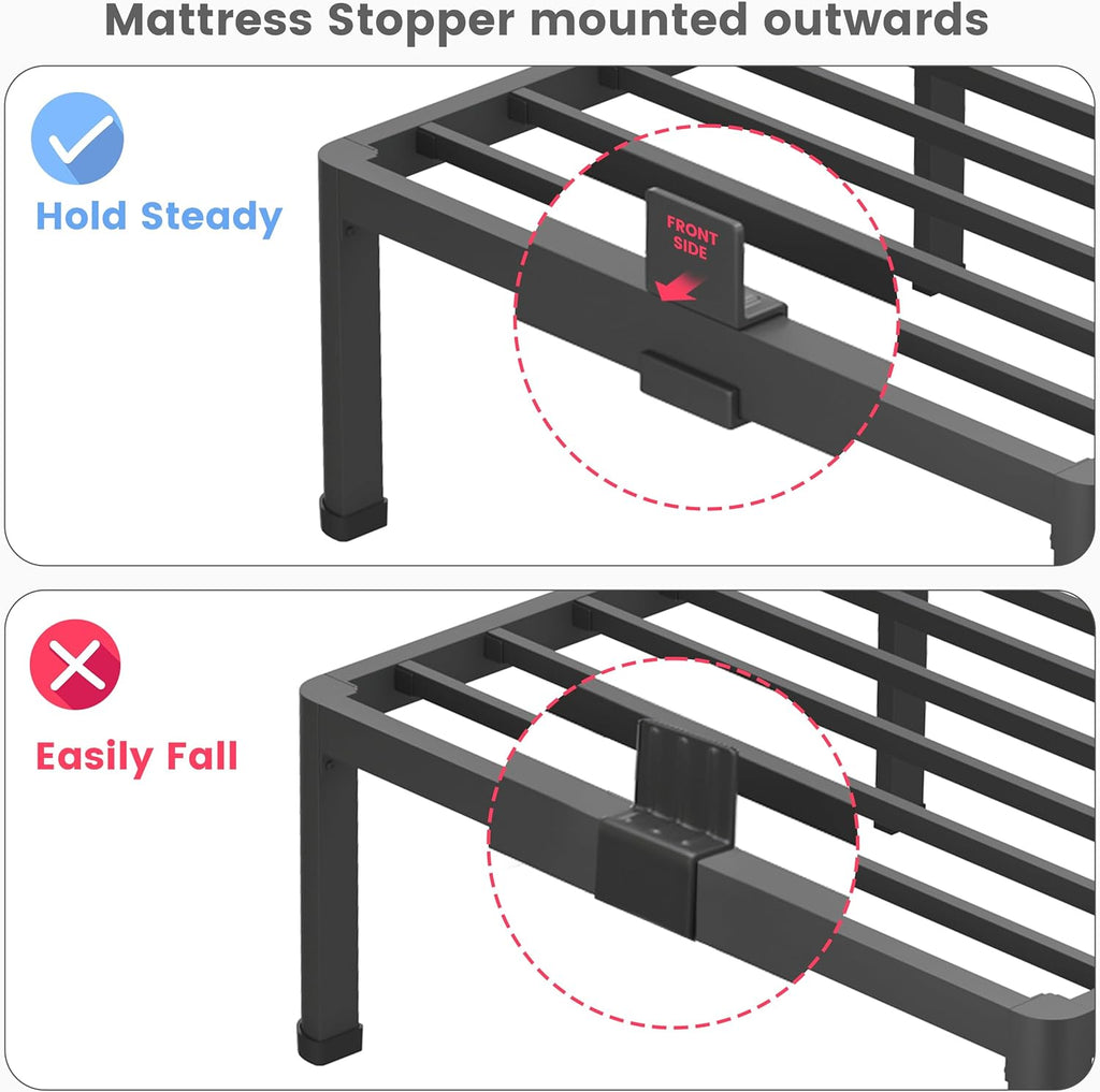 Superay 16 Inch King Size Metal Platform Bed Frame with Round Corners, Storage Space Under High Bed Frame-Heavy Duty Steel Slats Support, Noise Free - Easy Assembly - No Box Spring Needed