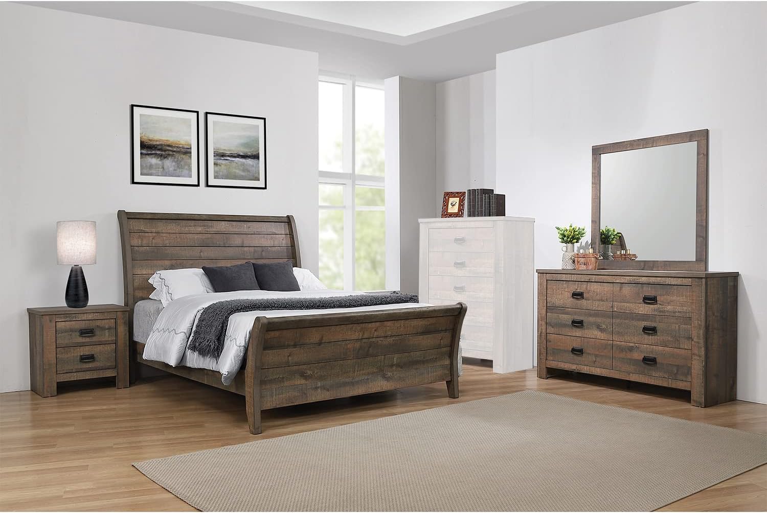 Coaster Frederick Eastern King Bed 4-Piece Set, Weathered Oak