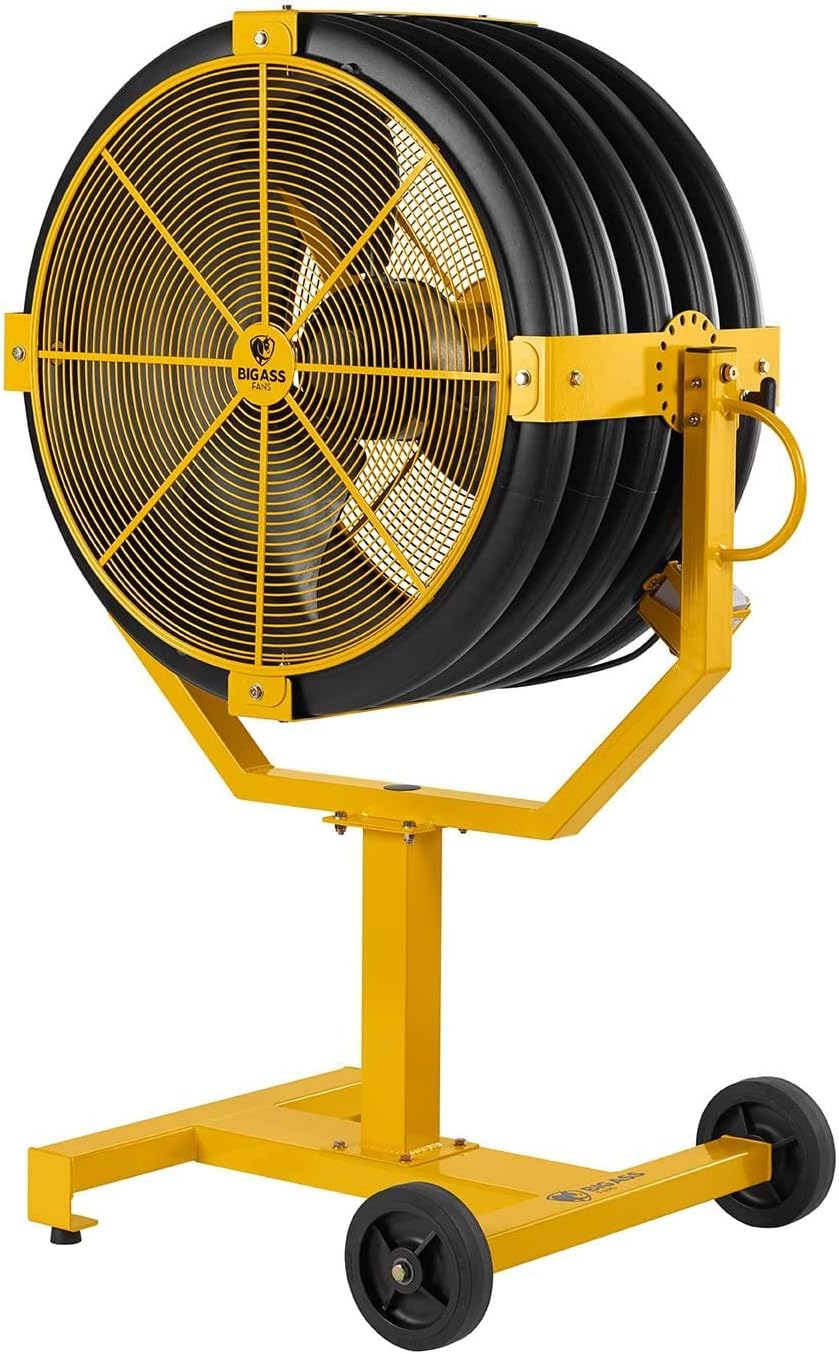 Big Ass Fans - Yellow Jacket, 30' Indoor/Outdoor Mobile Fan, Portable Base Included with 18 inch Pedestal, Onboard Variable Speed Control, Yellow and Black