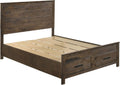 Coaster Home Furnishings - Woodmont - Wood - Queen Panel Bed with Storage Footboard, Block Legs, Horizontal Panel Headboard, and Two Drawers - Bedroom - Rustic Golden Brown - 222631Q
