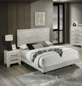 3pc Eastern King Bed 2X Nighttand Set Metal Handles Central Metal Glides Platform Bed Light Gray Finish Bedroom Furniture