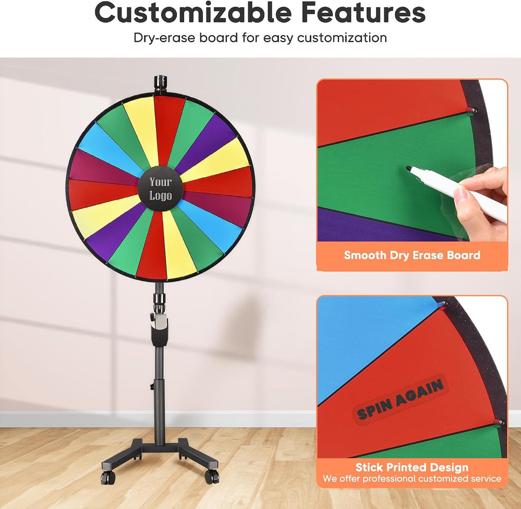 WinSpin 36' 3in1 Prize Wheel with Mobile Base Custom Center Trade Show Market
