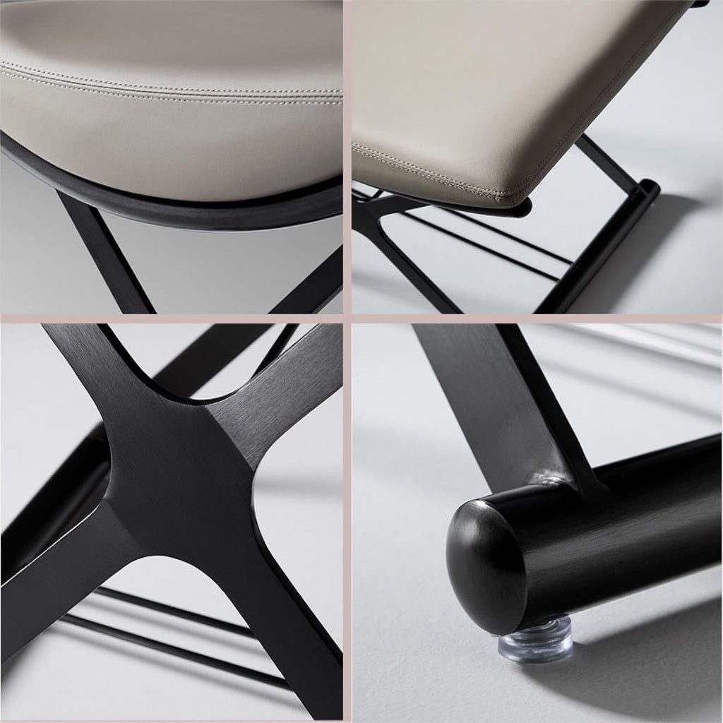 Leather Ottoman Vanity Stool with Metal X Legs, Multifunctional Padded Seat for Makeup, Living Room, Bathroom