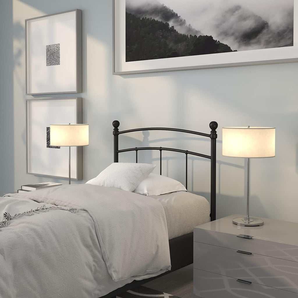Flash Furniture Woodstock Decorative Black Metal Twin Size Open Slat Headboard with Round Posts