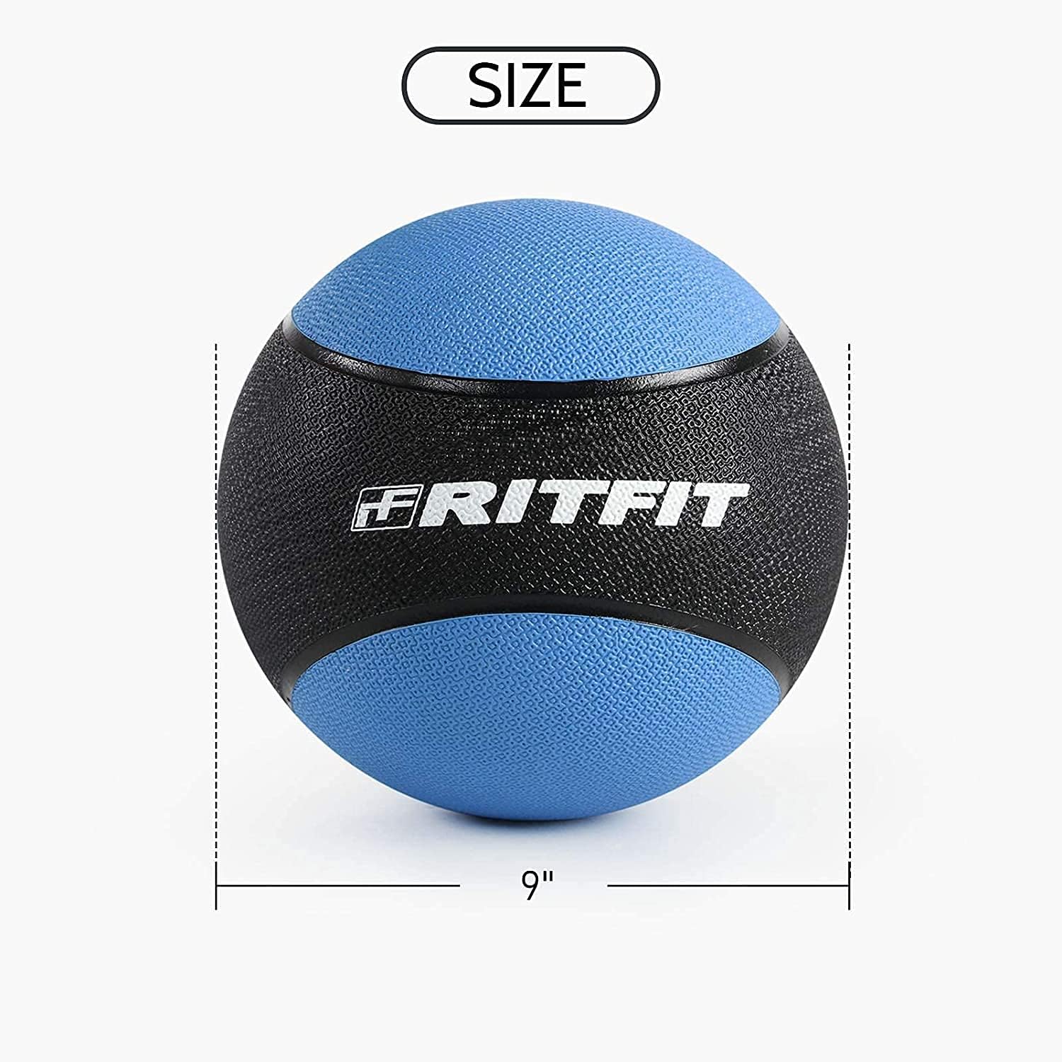 RitFit Weighted Medicine Ball - Non-Slip Rubber Shell & Dual Texture Grip - Workout Exercise Ball for Core Strength, Balance Training, Coordination Fitness - Multiple Weights & Colors